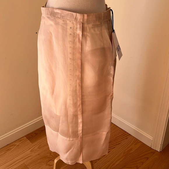 New! zara Ateller large lingerie style silk blend sheer two piece silk skirt. - Picture 2 of 16